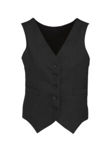 Women’s Comfort Wool Stretch Peaked Vest – Black
