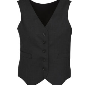 Women’s Comfort Wool Stretch Peaked Vest – Black
