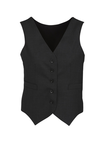 Women’s Comfort Wool Stretch Peaked Vest – Black