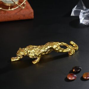 TIED RIBBONS Decorative Golden Panther Jaguar Leopard Sculpture Showpiece Animal Figurines Statue (Resin, 4 cm x 18 cm) for Home Decor Bedroom Table Office Decoration Gifting Items