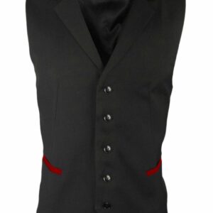 Men’s Trim Collared Vest – Black with Red