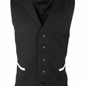 Men’s Trim Collared Vest – Black with White