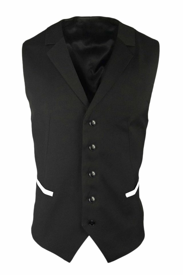 Men’s Trim Collared Vest – Black with White