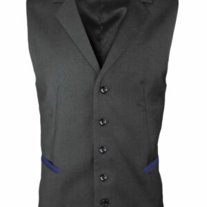Men’s Trim Collared Vest – Charcoal with Royal