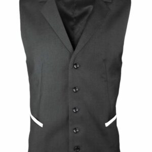 Men’s Trim Collared Vest – Charcoal with White