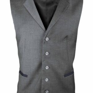 Men’s Trim Collared Vest  – Grey with Navy