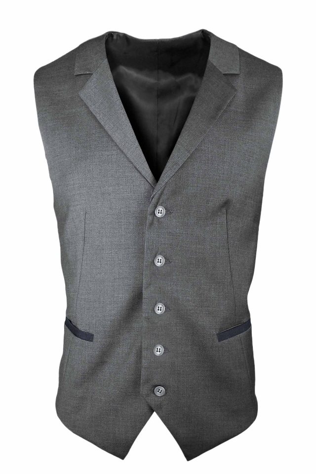 Men’s Trim Collared Vest – Grey with Navy