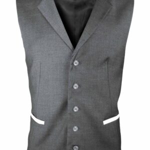 Men’s Trim Collared Vest – Grey with White