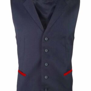 Men’s Trim Collared Vest – Navy with Red