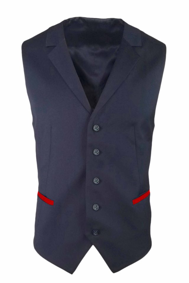 Men’s Trim Collared Vest – Navy with Red