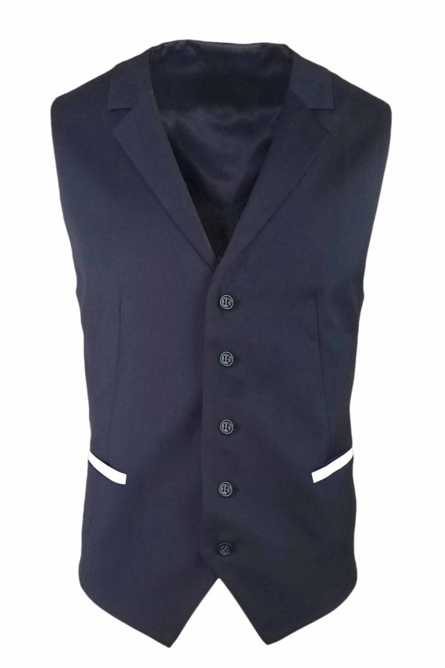 Men’s Trim Collared Vest – Navy with White