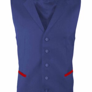 Men’s Trim Collared Vest – Royal with Red