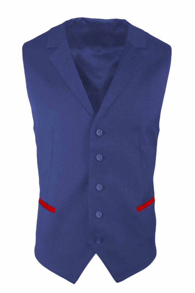 Men’s Trim Collared Vest – Royal with Red