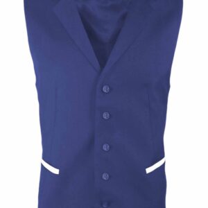 Men’s Trim Collared Vest – Royal with White
