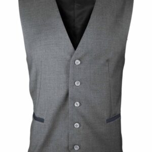 Men’s Trim Vest – Grey with Navy