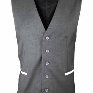 Men’s Trim Vest – Grey with White
