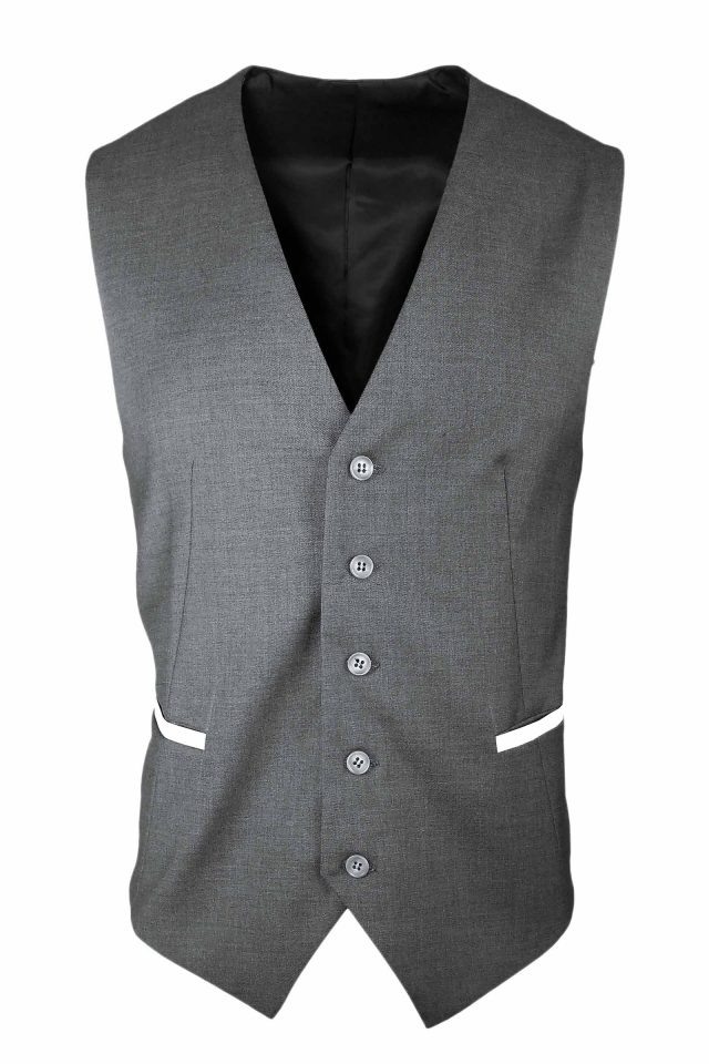Men’s Trim Vest – Grey with White