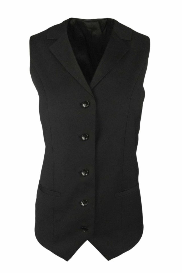 Women’s Collared Vest – Black Wool Blend