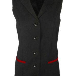 Women’s Trim Collared Vest – Black with Red