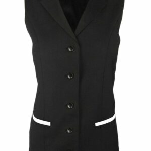 Women’s Trim Collared Vest – Black with White