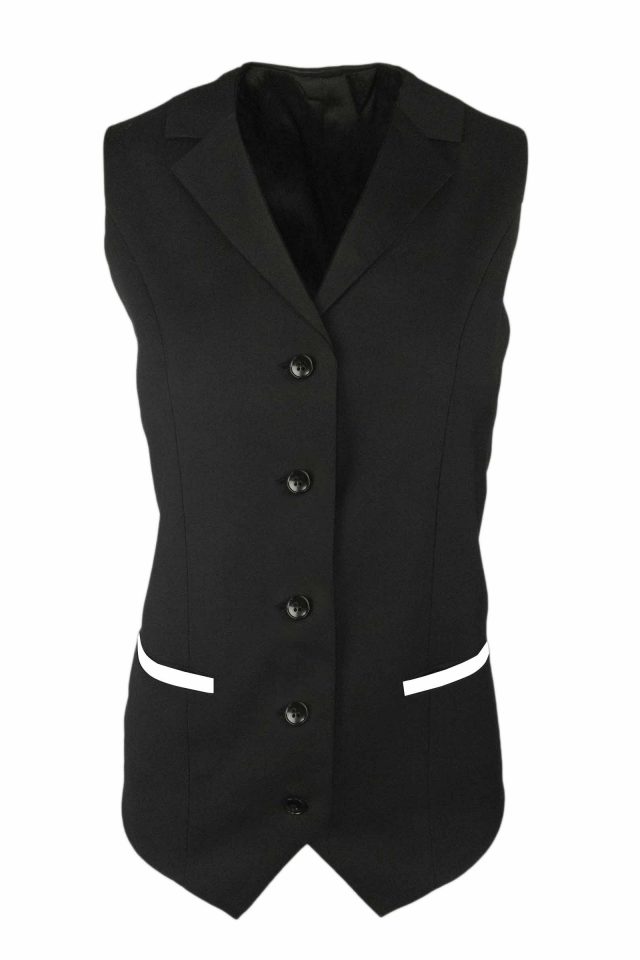 Women’s Trim Collared Vest – Black with White