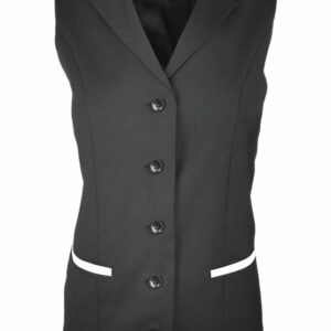 Women’s Trim Collared Vest – Charcoal with White