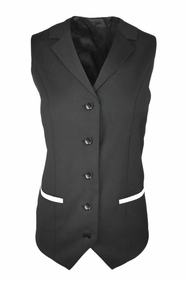Women’s Trim Collared Vest – Charcoal with White