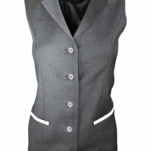 Women’s Trim Collared Vest – Grey with White