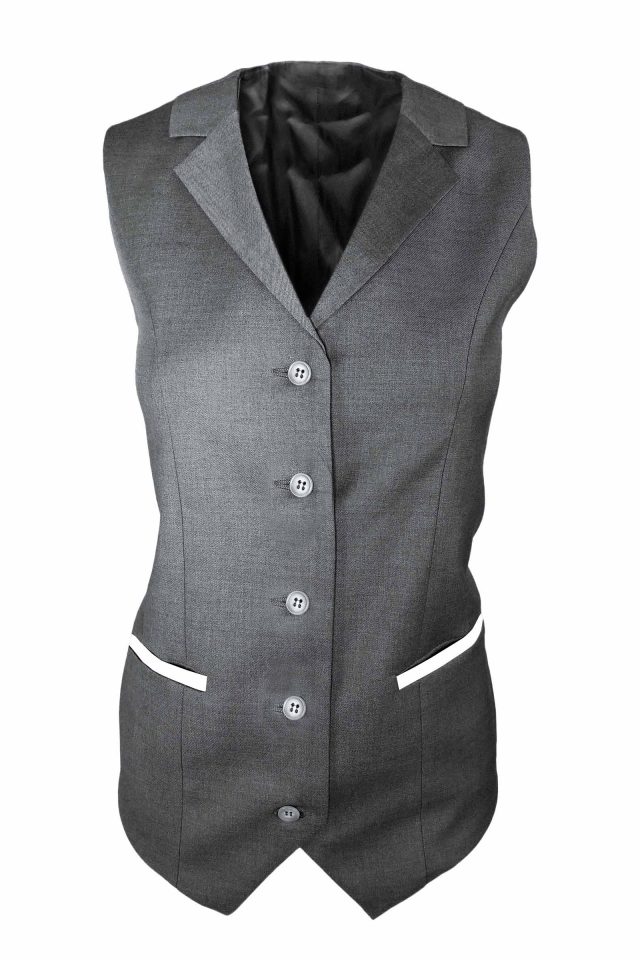 Women’s Trim Collared Vest – Grey with White