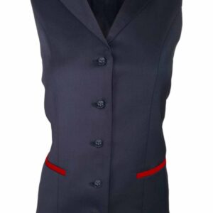 Women’s Trim Collared Vest – Navy with Red