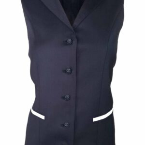 Women’s Trim Collared Vest – Navy with White