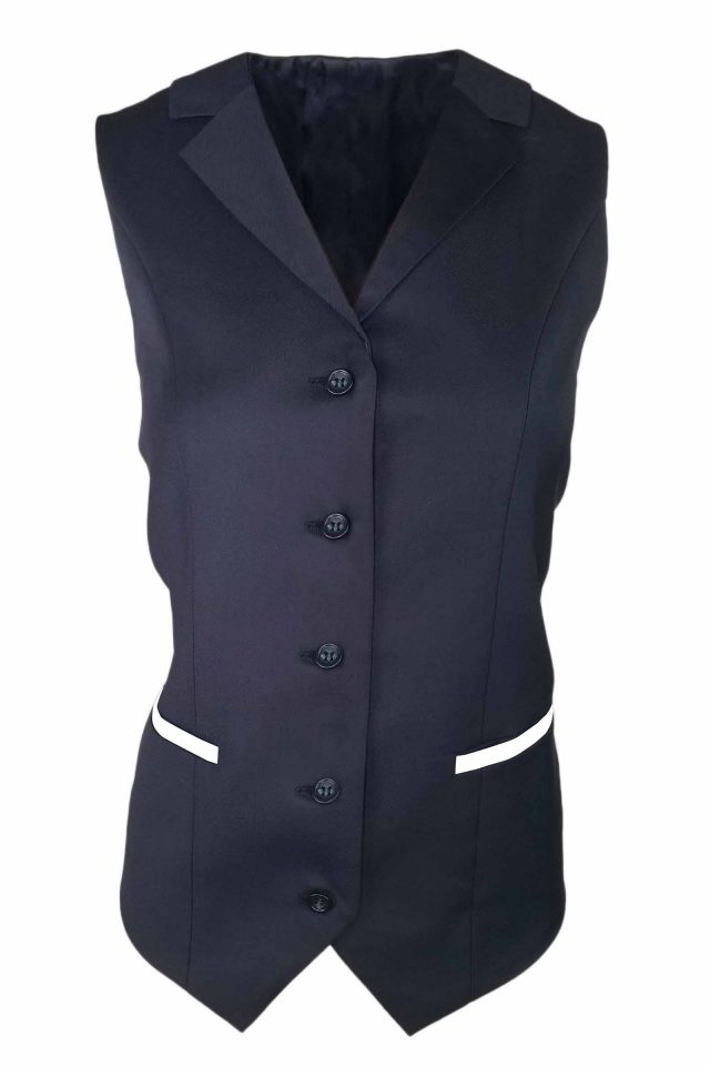 Women’s Trim Collared Vest – Navy with White